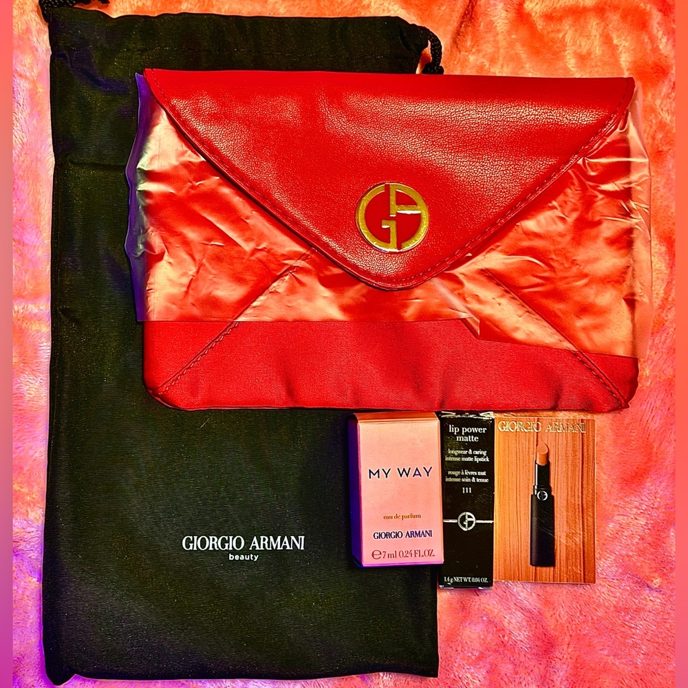 Giorgio Armani Vibrant Red clutch & Fragrance